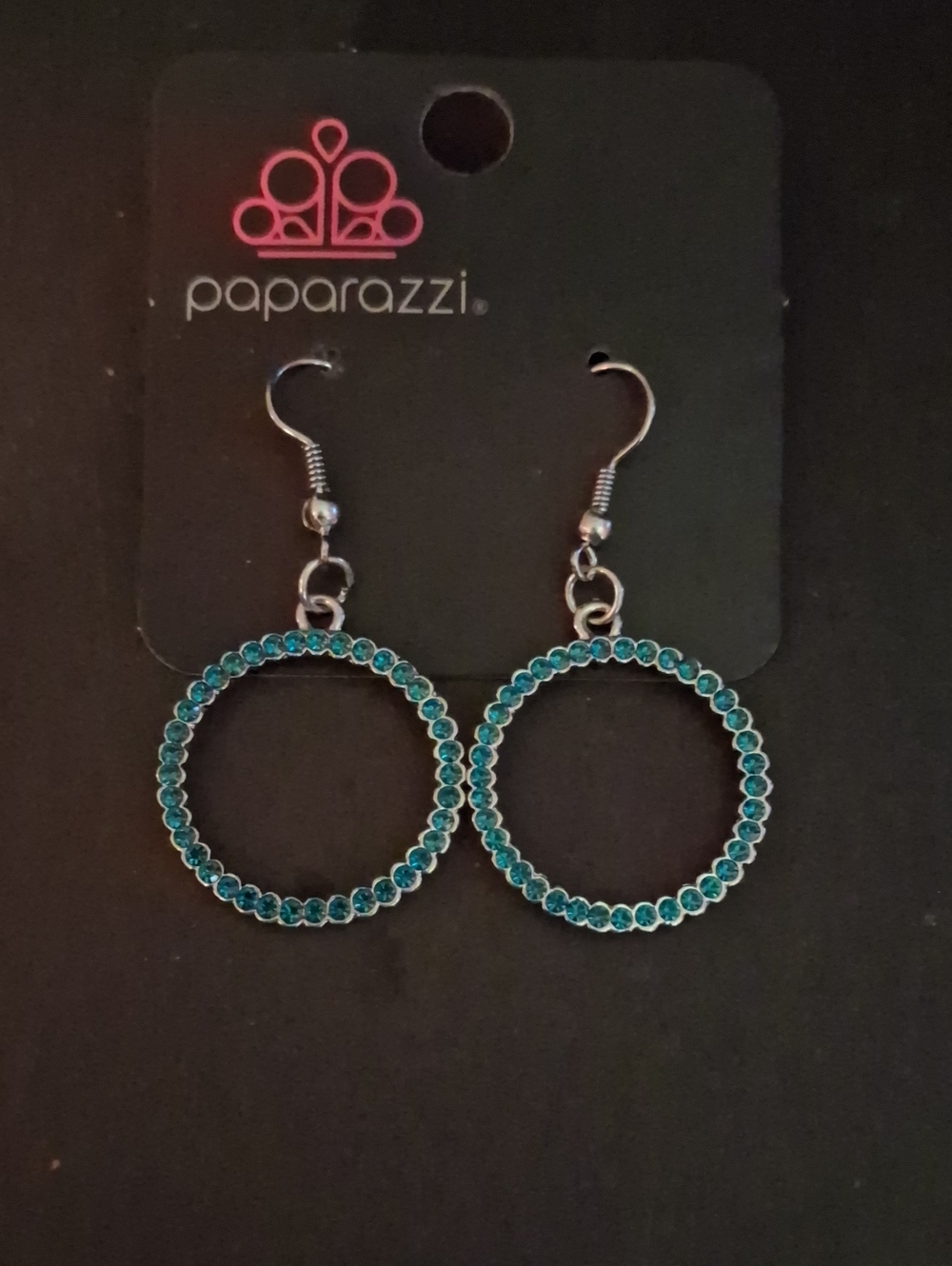 paparazzi Teal Crystal Hoop Drop Earrings